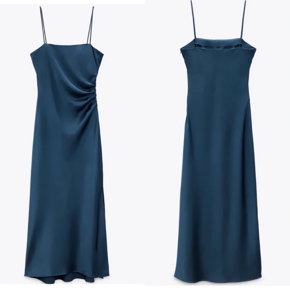 Zara Satin Slip Dress in Black Sz M LBD/ NYE✨ - Picture 2 of 16